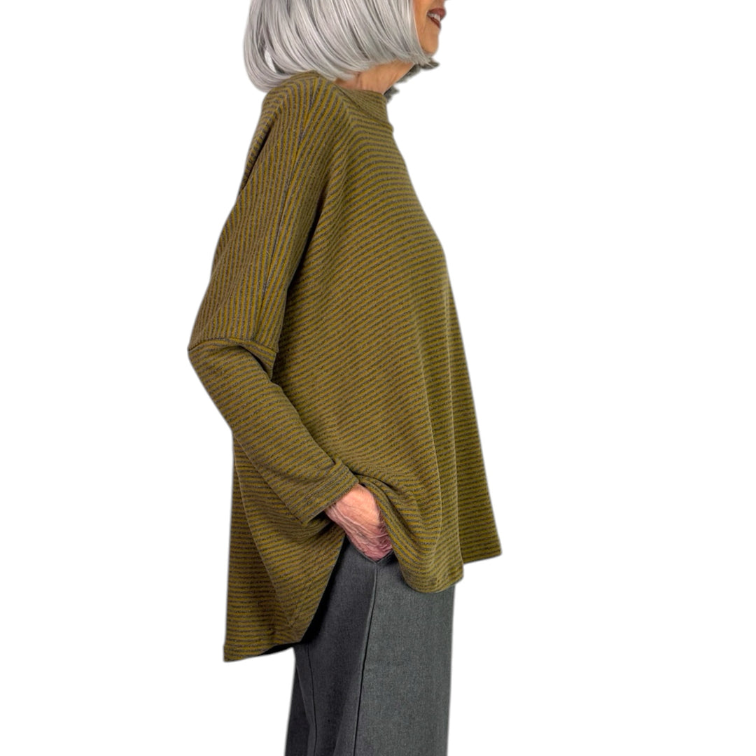 SPINO MICROSTRIPE MOCK NECK TOP