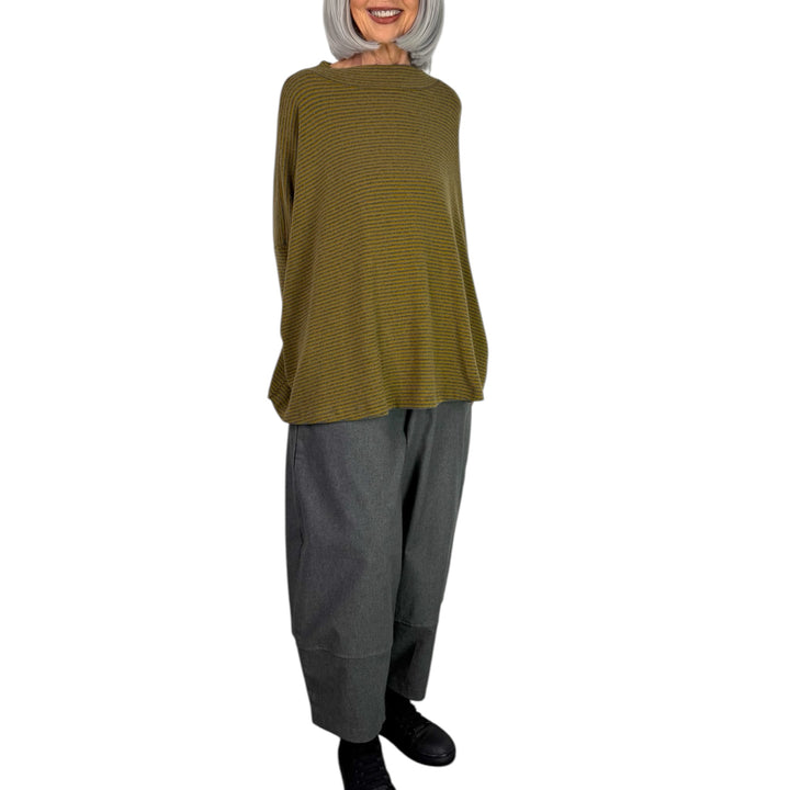 SPINO MICROSTRIPE MOCK NECK TOP