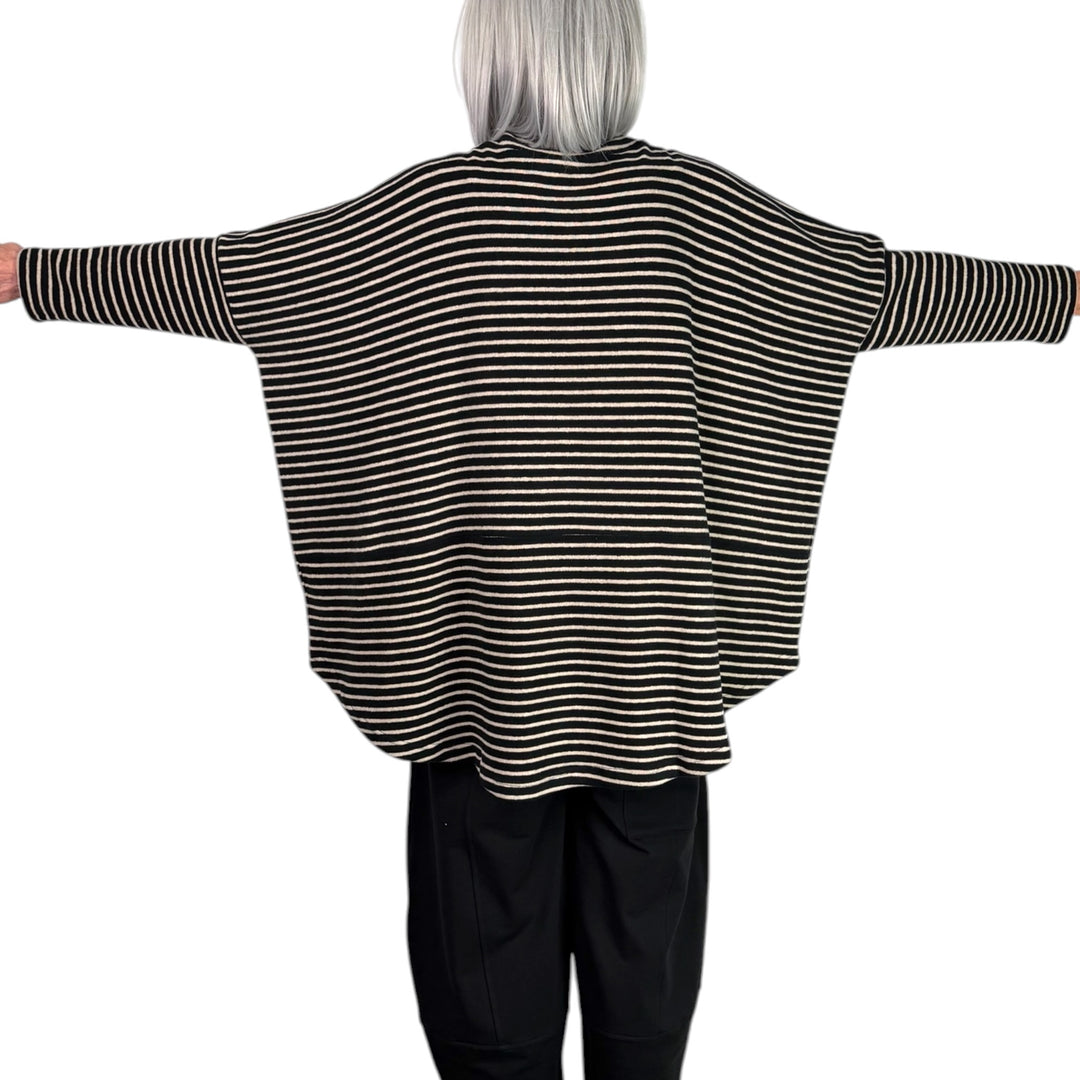 SPINO MICRO-STRIPE MOCK NECK TOP