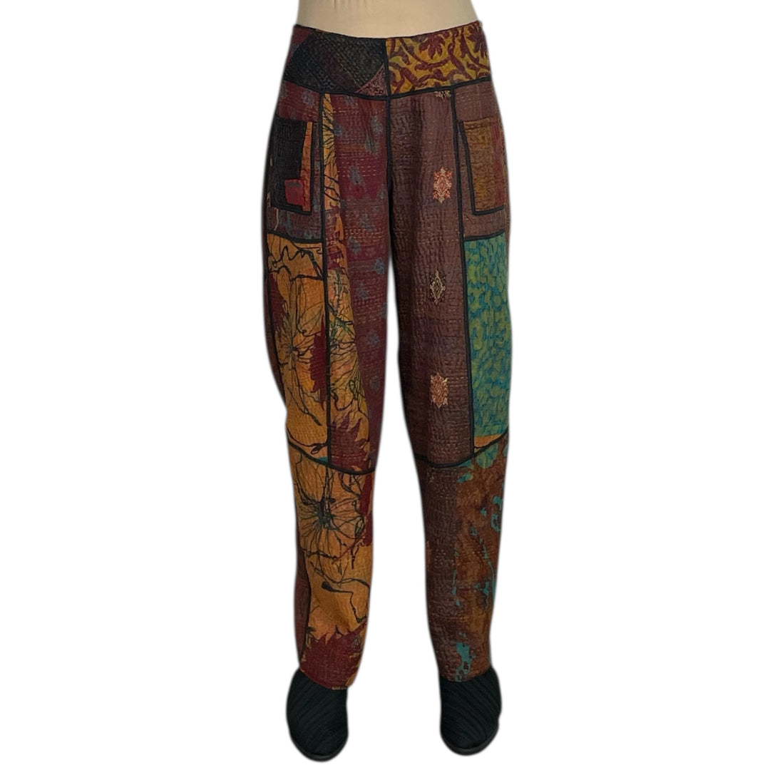 SILK JACQUARD PANELED LANTERN PANT
