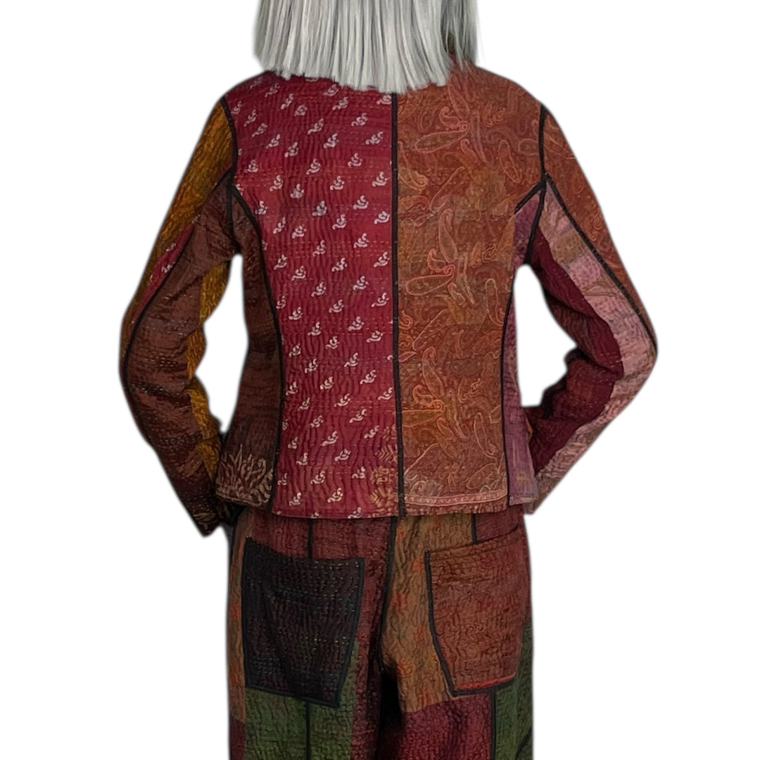 SILK JACQUARD CROPPED BASIC JACKET