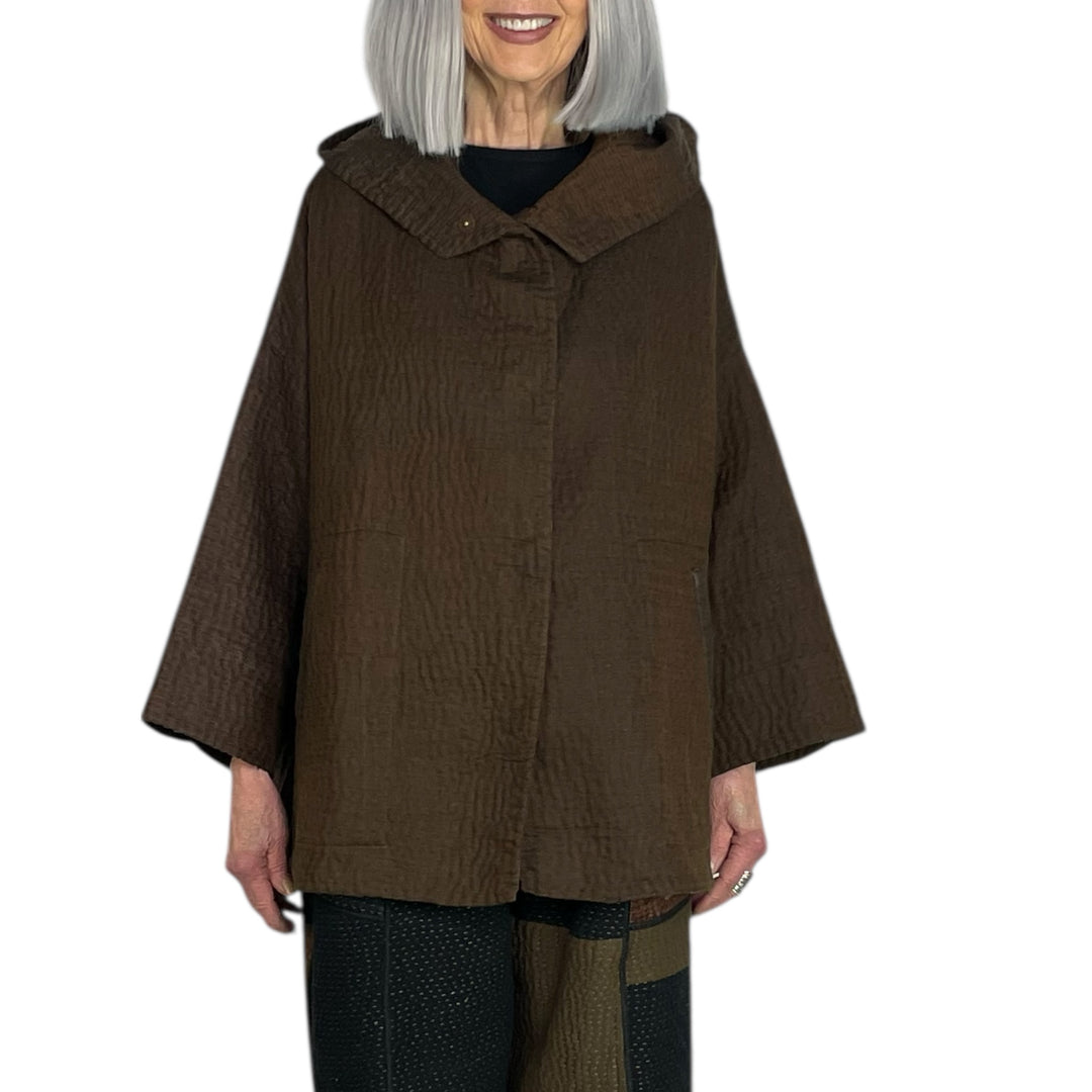 QUILTED HOODIE PONCHO JACKET