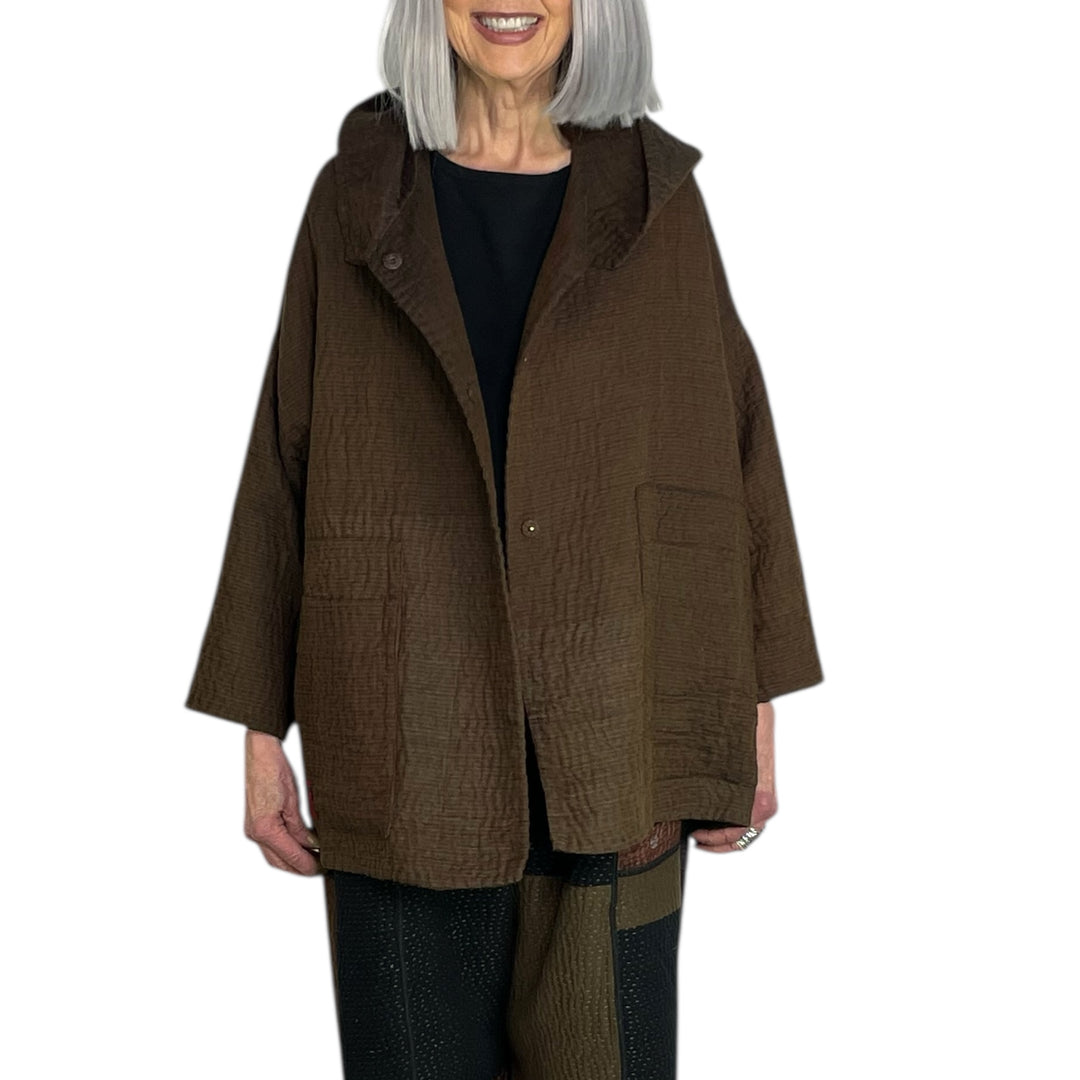 QUILTED HOODIE PONCHO JACKET