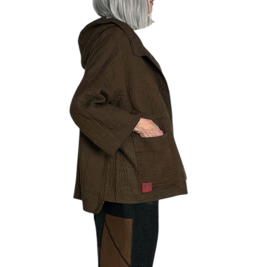 QUILTED HOODIE PONCHO JACKET