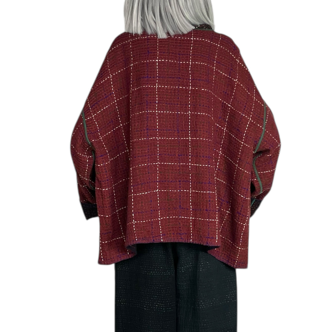 WOOL WAFFLE NEW COWL NECK PONCHO TOP