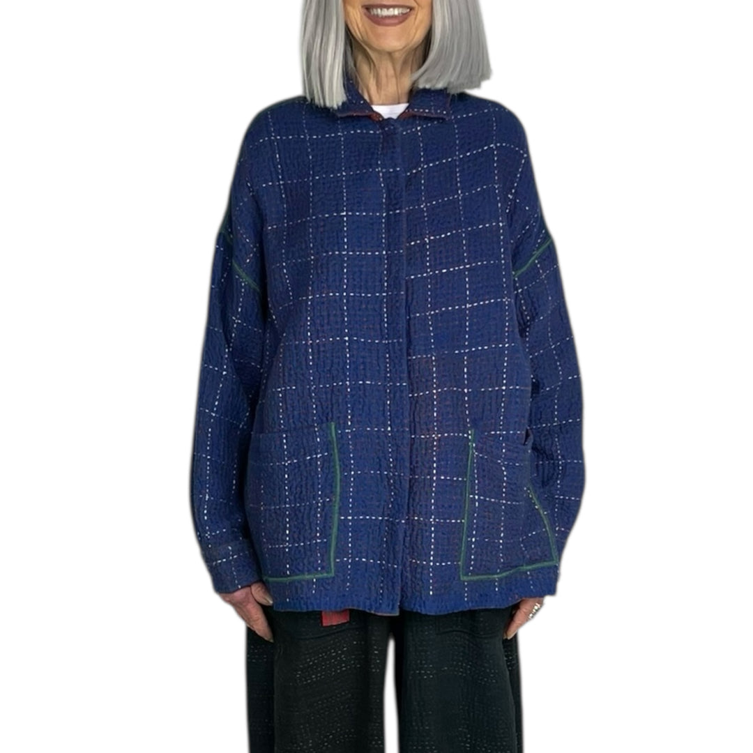 WOOL WAFFLE KANTHA SHIRT JACKET
