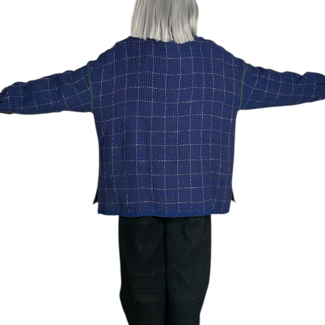WOOL WAFFLE KANTHA SHIRT JACKET