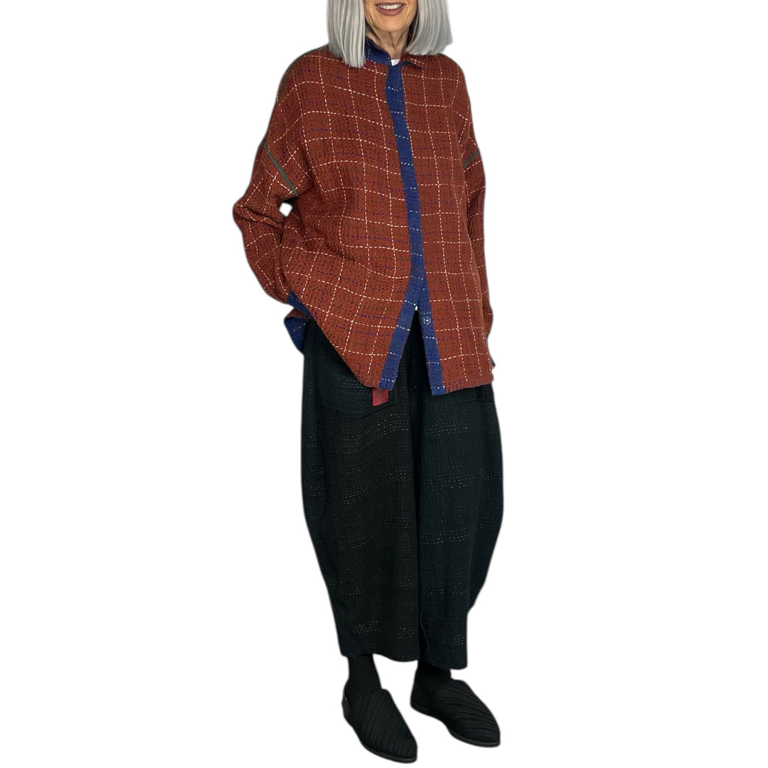 WOOL WAFFLE KANTHA SHIRT JACKET