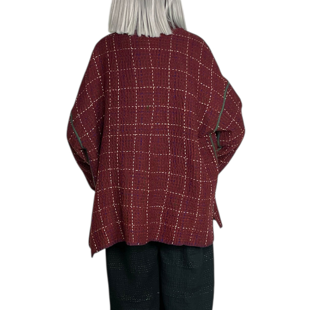 WOOL WAFFLE KANTHA SHIRT JACKET