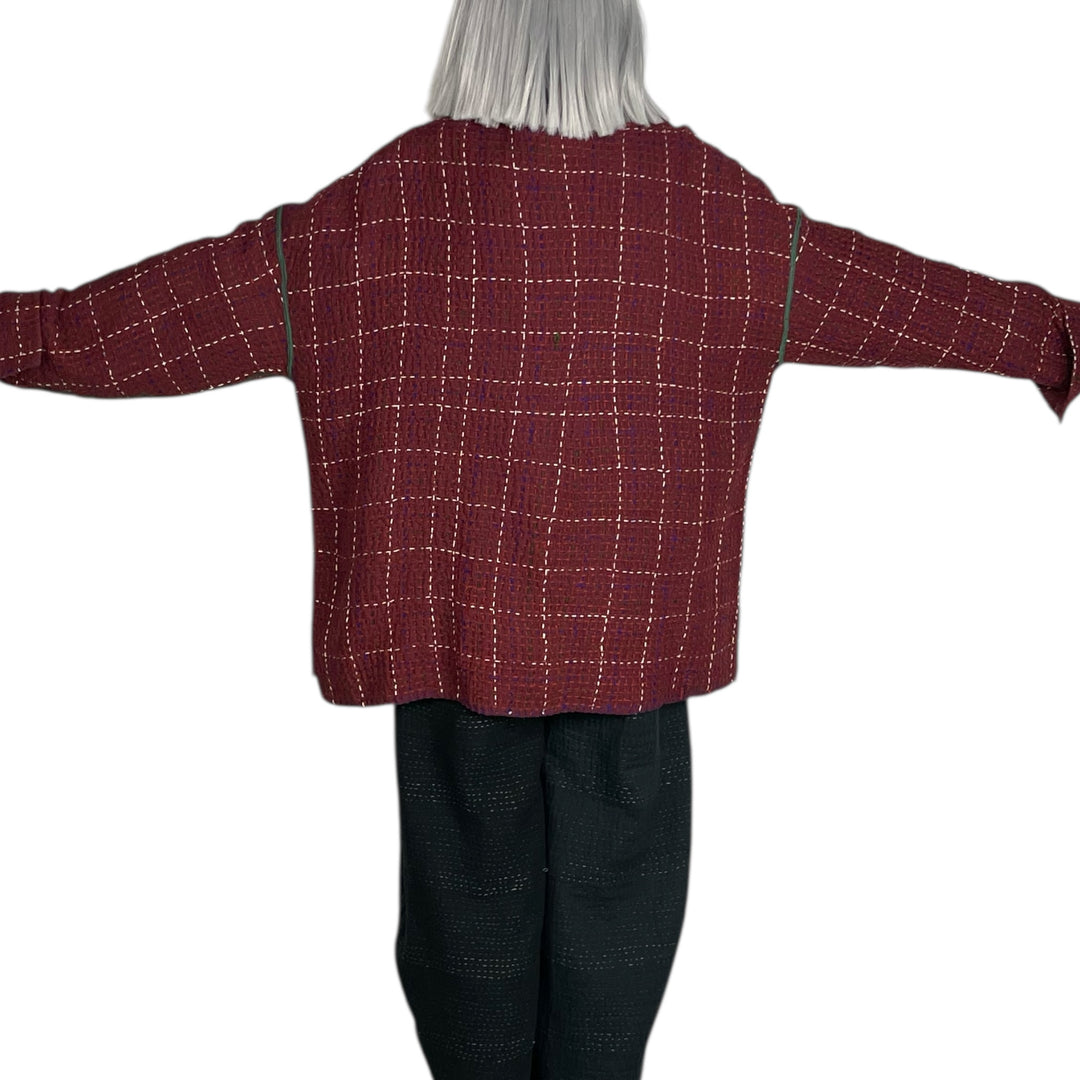 WOOL WAFFLE KANTHA SHIRT JACKET