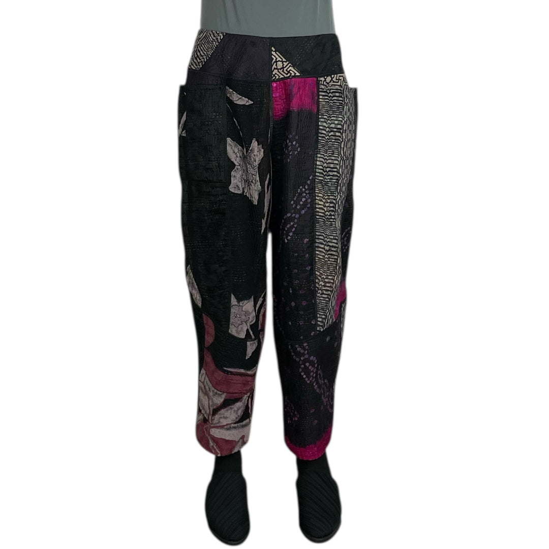 SILK JACQUARD PANELED LANTERN PANTS