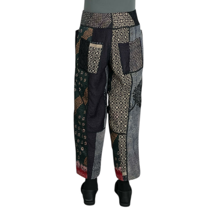 SILK JACQUARD PANELED LANTERN PANTS - SMALL