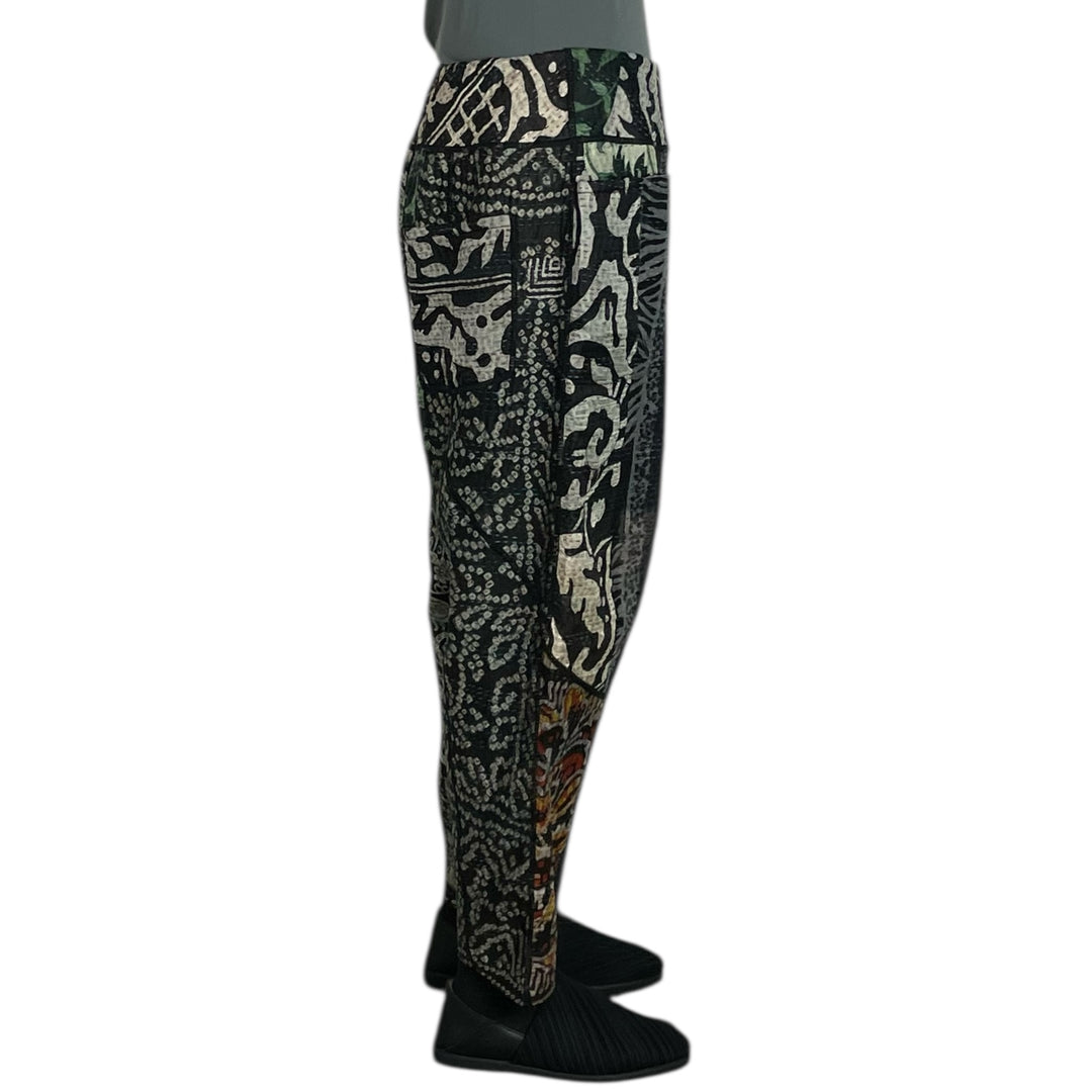 SILK JACQUARD PANELED LANTERN PANTS - MEDIUM