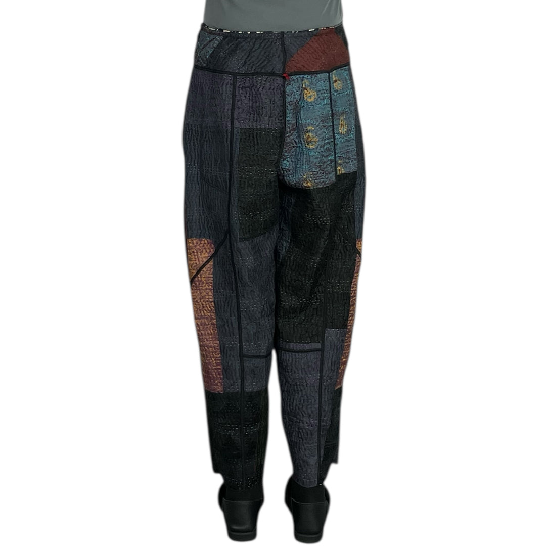 SILK JACQUARD PANELED LANTERN PANTS - MEDIUM