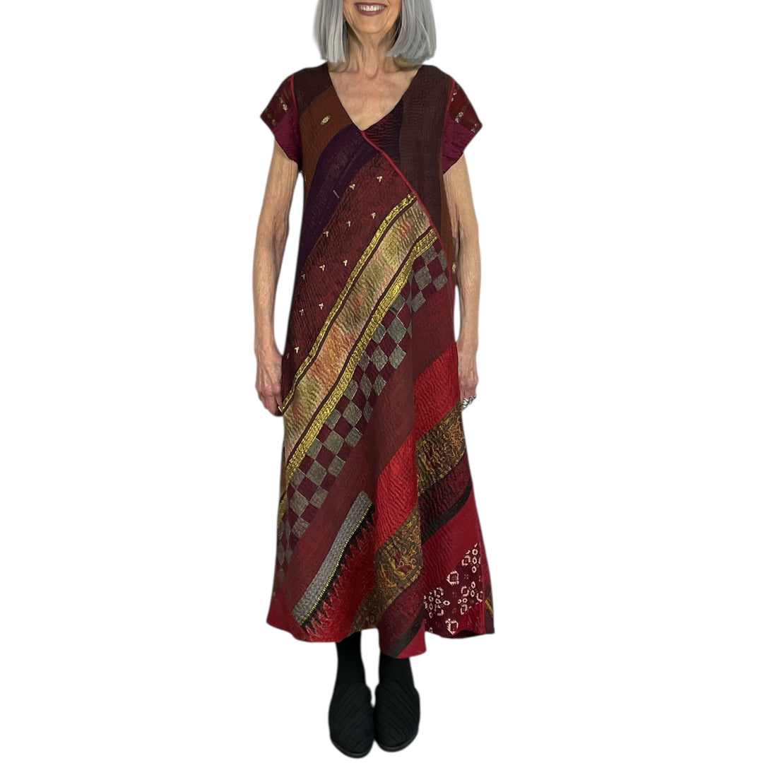 JEWEL WOVEN CAP SLEEVE DRESS