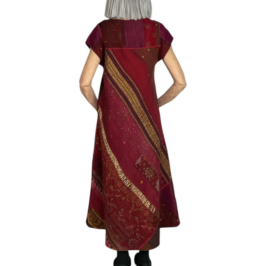 JEWEL WOVEN CAP SLEEVE DRESS