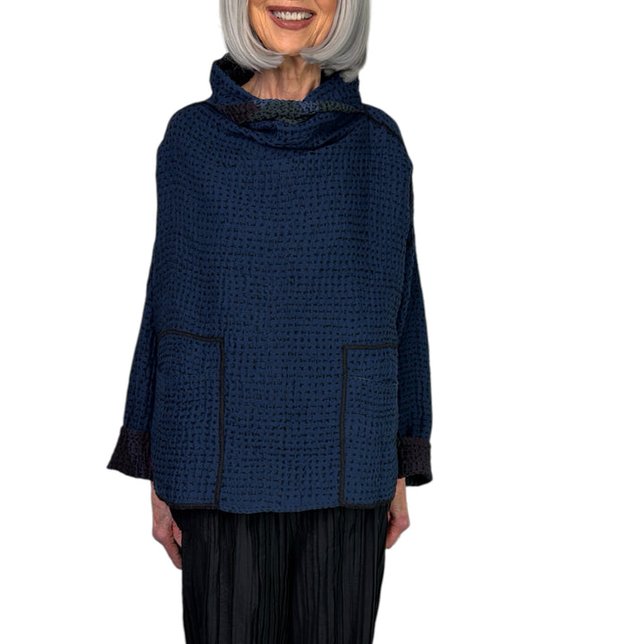 WAFFLE FUNNEL NECK TOP