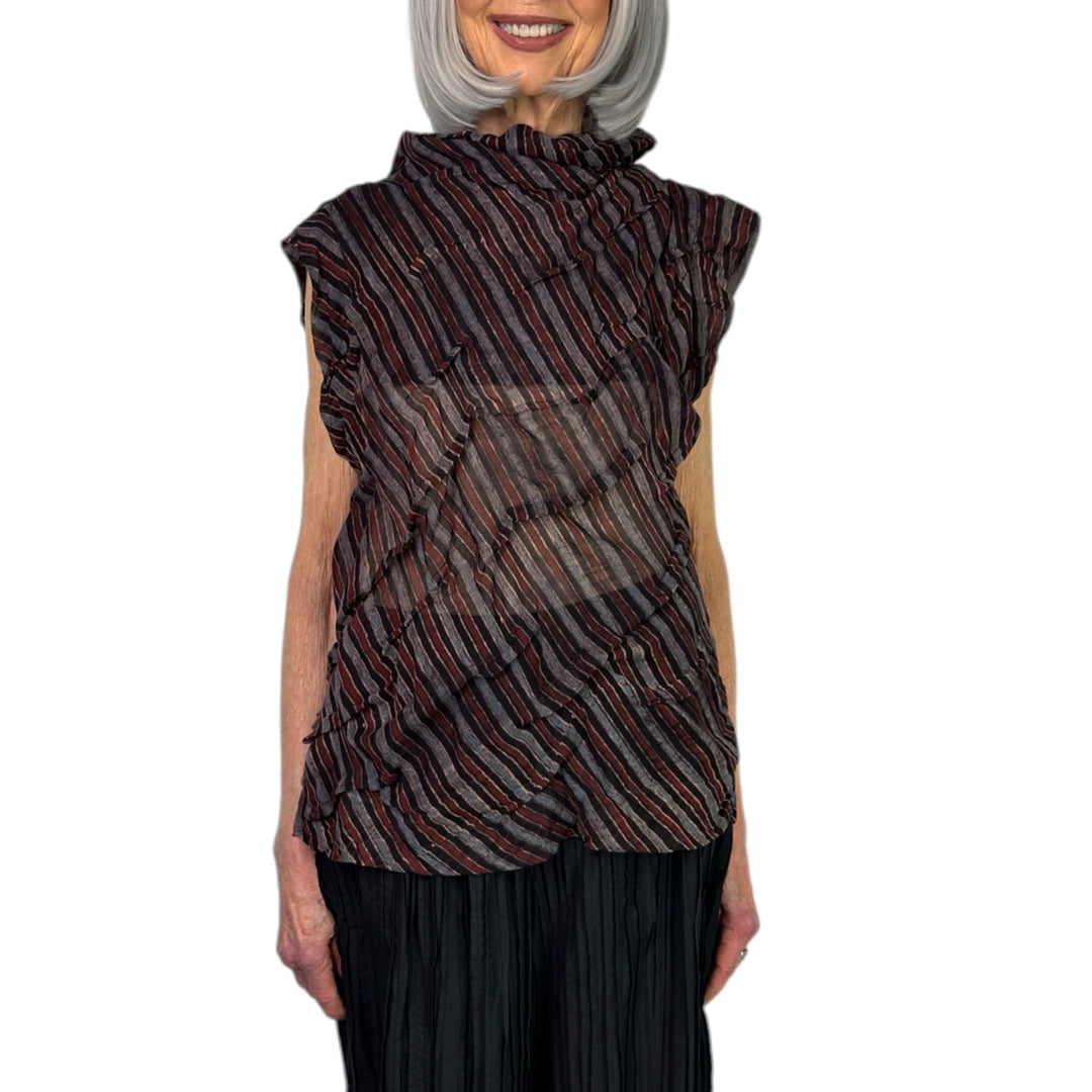 AJRAKH STRIPE WAVY TUCK SHELL