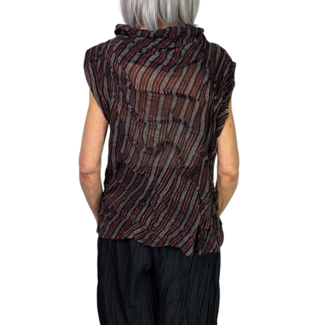 AJRAKH STRIPE WAVY TUCK SHELL