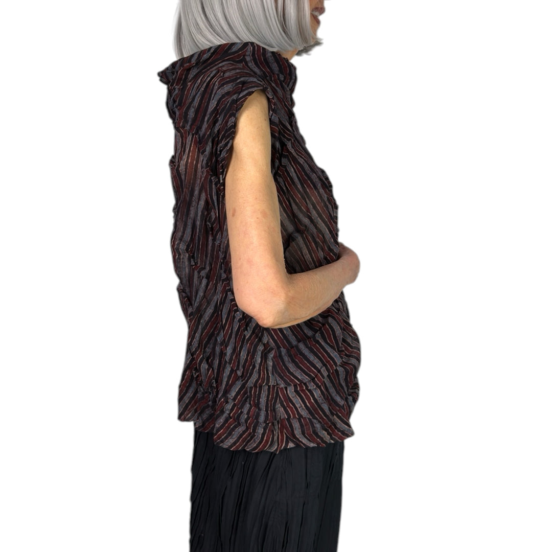 AJRAKH STRIPE WAVY TUCK SHELL