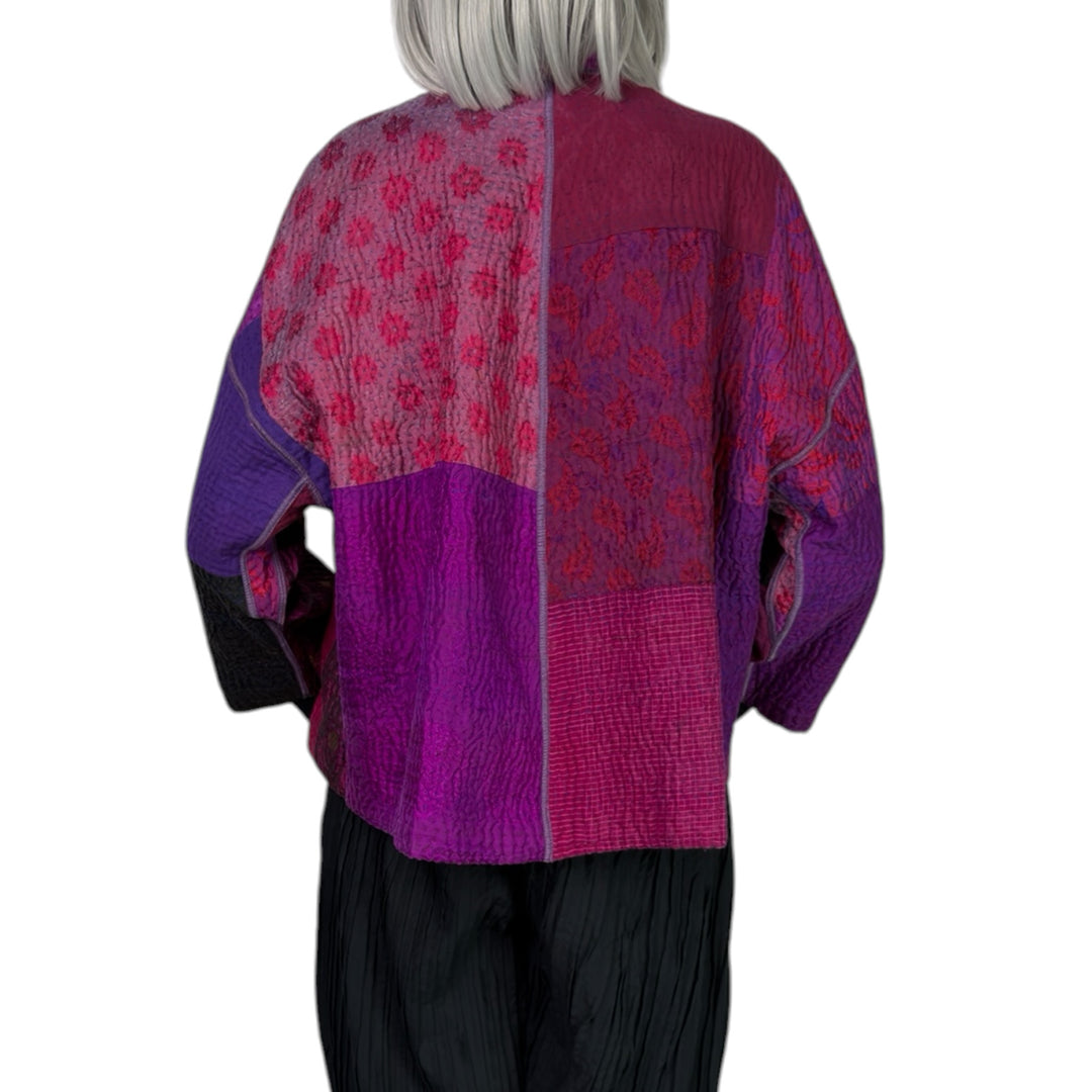 PRINT & PATCH STAND COLLAR CROP JACKET