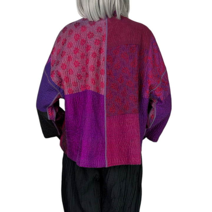 PRINT & PATCH STAND COLLAR CROP JACKET