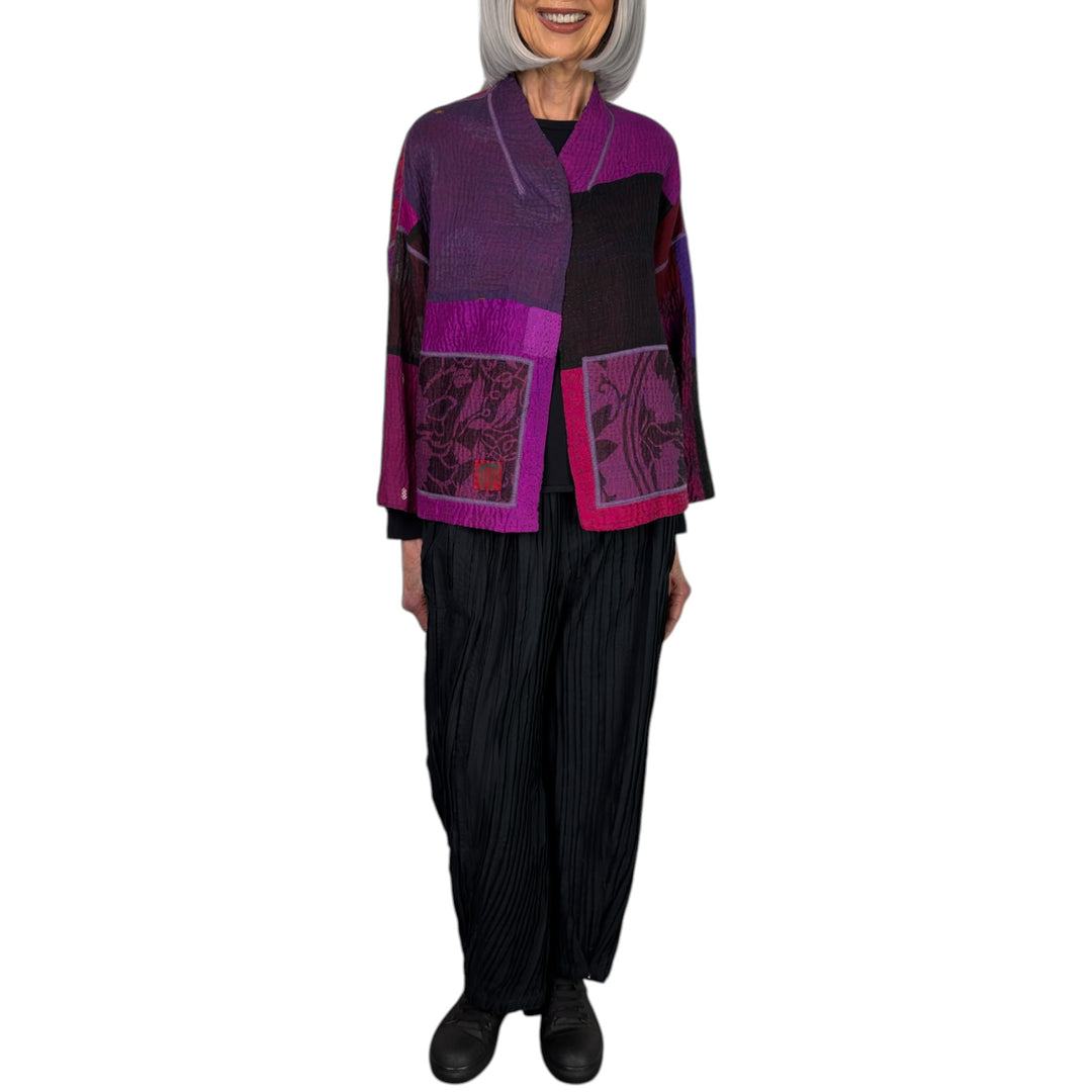 PRINT & PATCH STAND COLLAR CROP JACKET