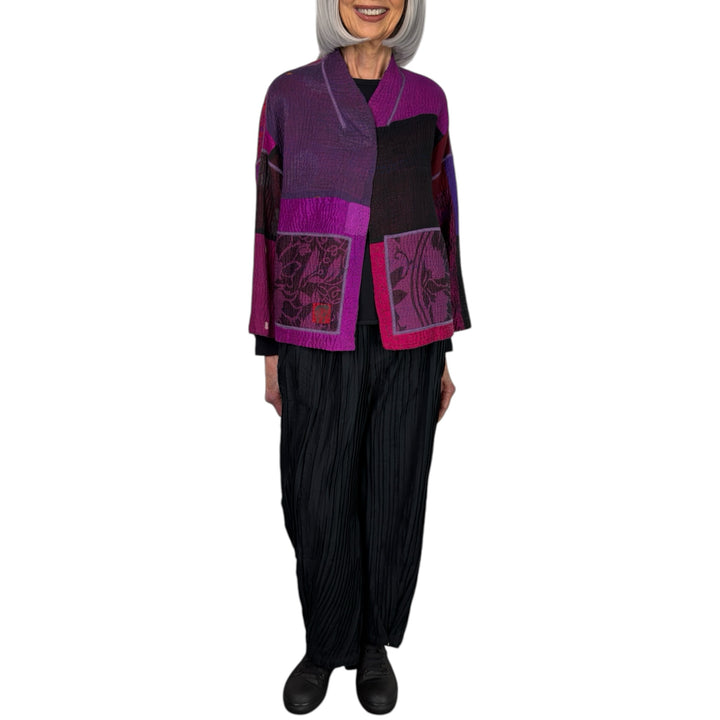 PRINT & PATCH STAND COLLAR CROP JACKET