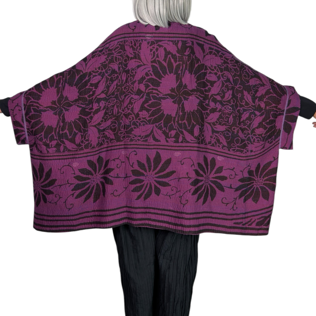 PRINT & PATCH DOUBLE COLLAR PONCHO