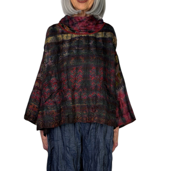 TIE-DYE COWL NECK PULLOVER