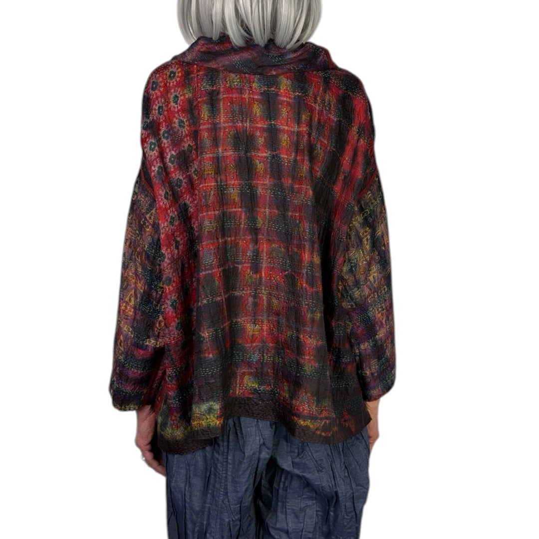 TIE-DYE COWL NECK PULLOVER