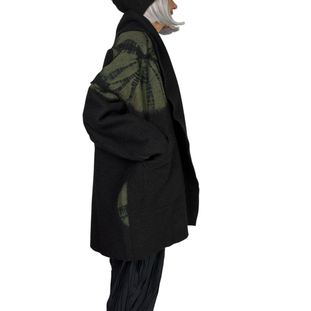 CIRCLE TIE DYE BW NEW SHAWL COAT