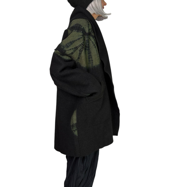 CIRCLE TIE DYE BW NEW SHAWL COAT
