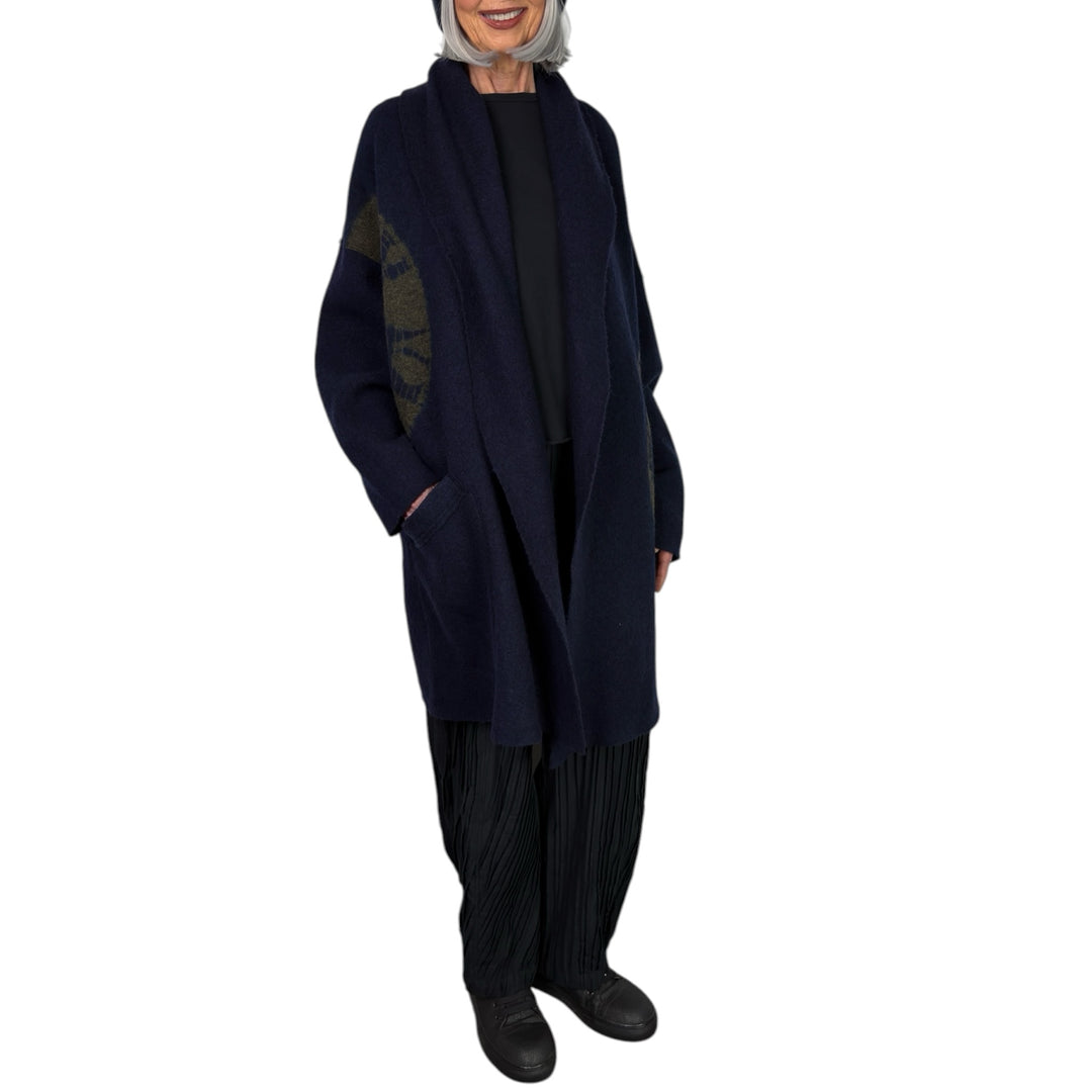 CIRCLE TIE DYE BW NEW SHAWL COAT