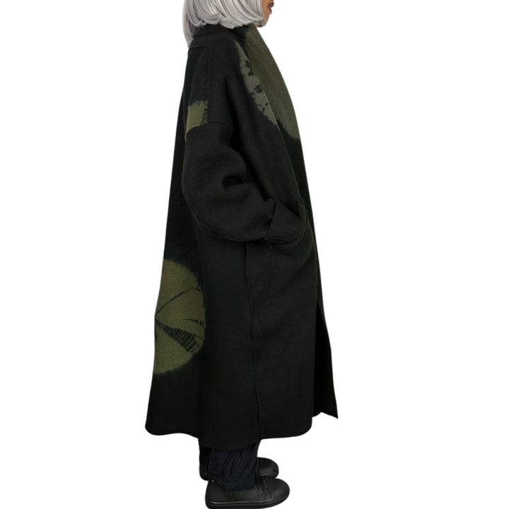 CIRCLE TIE DYE BW SHAWL COAT LONG