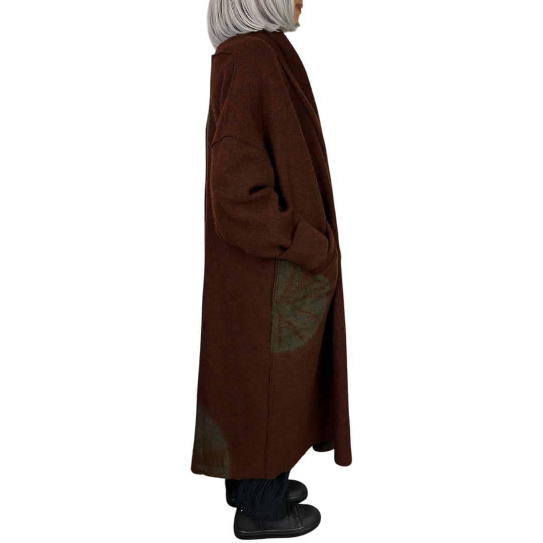 CIRCLE TIE DYE BW SHAWL COAT LONG