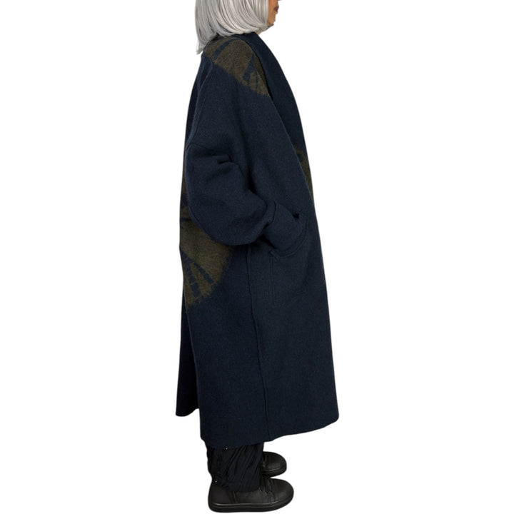 CIRCLE TIE DYE BW SHAWL COAT LONG