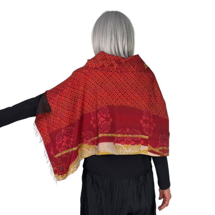 KIMONO PRINT COWL NECK CAPE