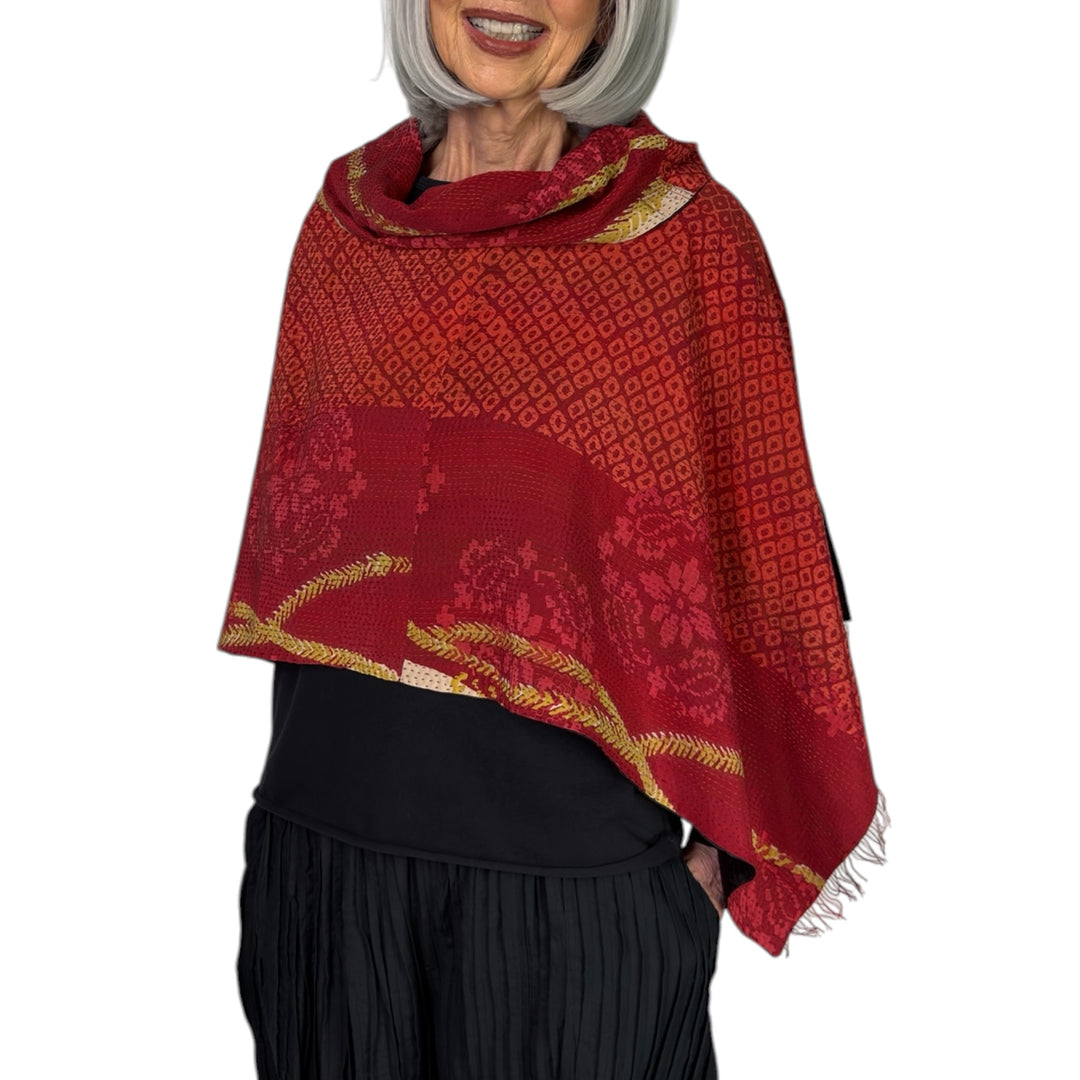 KIMONO PRINT COWL NECK CAPE