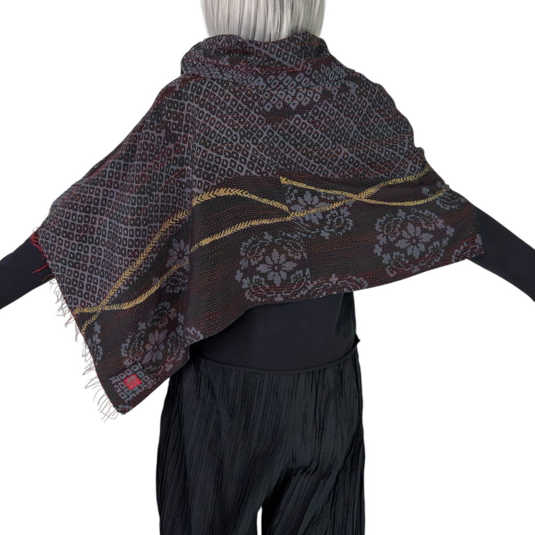 KIMONO PRINT COWL NECK CAPE