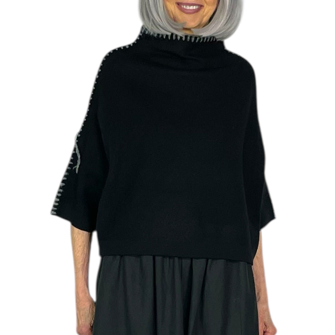 CONSTRAST STITCH CROP SWEATER