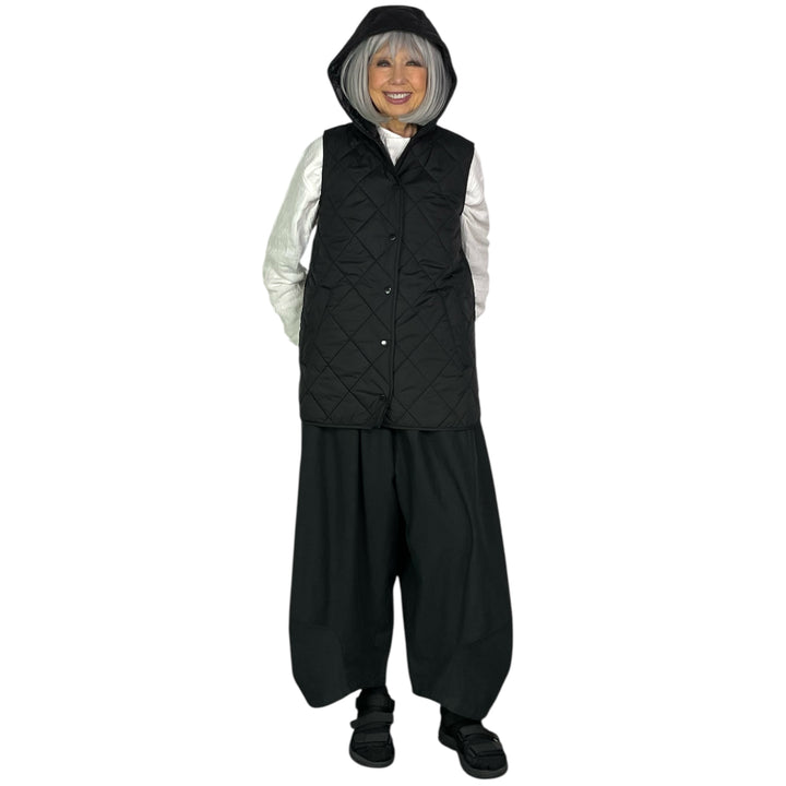 QUILTED LONG HOODED VEST