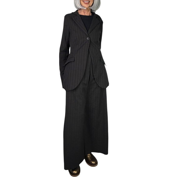 STRIPED FLARED LEG TROUSER