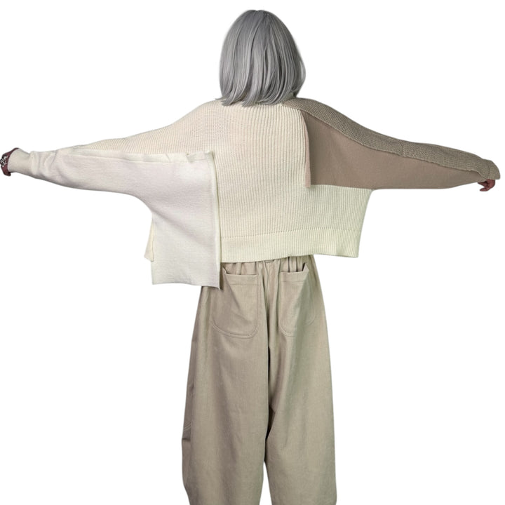 PATCHWORK HI-NECK SWEATER