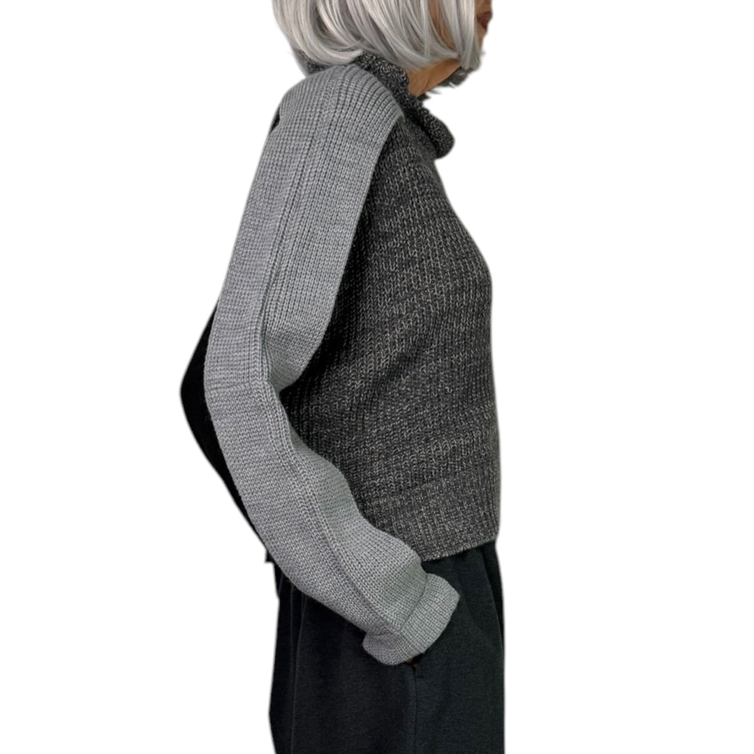 PATCHWORK HI-NECK SWEATER