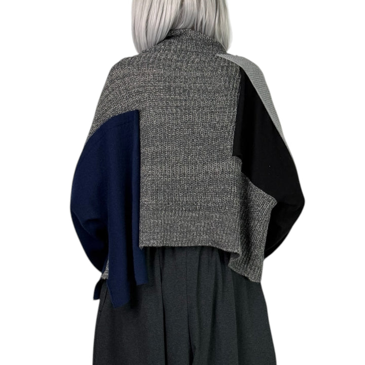 PATCHWORK HI-NECK SWEATER