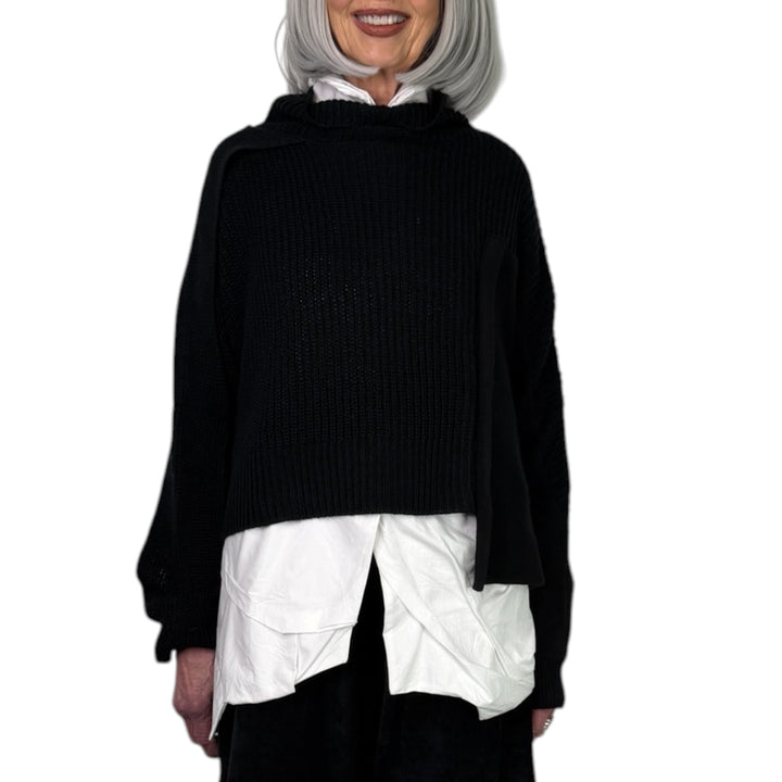 PATCHWORK HI-NECK SWEATER