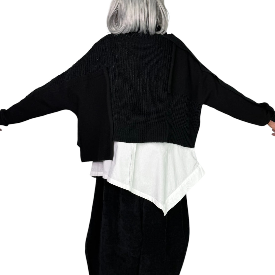 PATCHWORK HI-NECK SWEATER