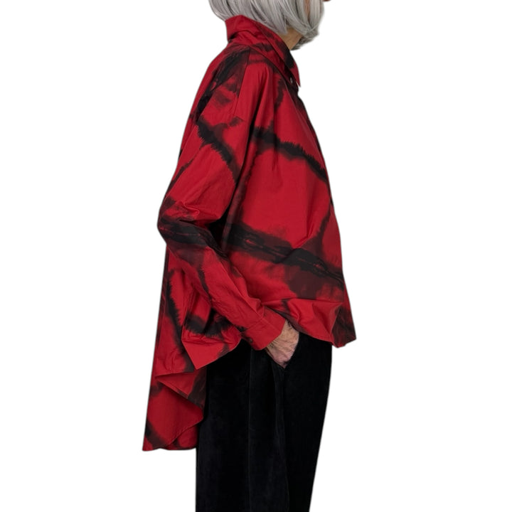 PRINTED HI-LO HEM SHIRT