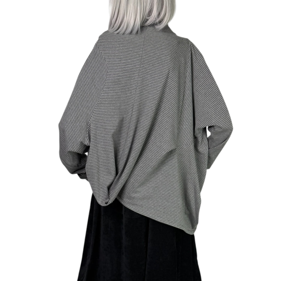 PINSTRIPE BLOUSON TOP